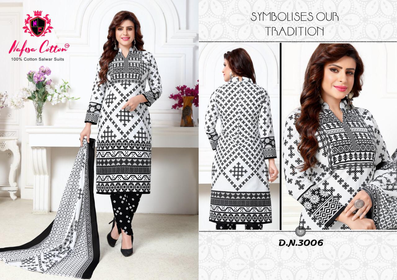 Black & White Vol 3 Nafisa Printed Cotton Dress Materials Catalogue