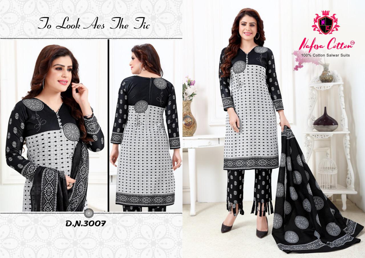Black & White Vol 3 Nafisa Printed Cotton Dress Materials Catalogue