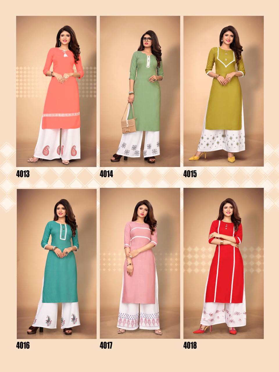 Plazzo Queen Vol 3 Rijiya Trends  Designer Kurti With Printed Plazzo Catalogue