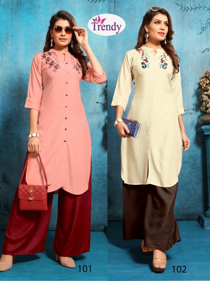Queen Trendy Designer Kurti With Plazzo Catalogue