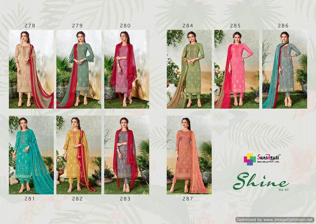 Shine Vol 3 By Sanskruti Fashion Designer Dress Materials Collections