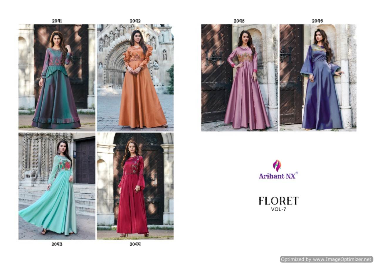 Floret Vol 7 By Arihant Fashion Long Party Wear Gown Catalogue