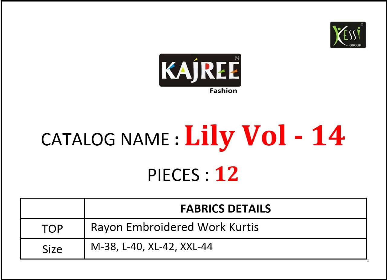 Kajree Fashion By Lily Vol 14 Daily Wear Embroidery Work Kurtis Catalogue