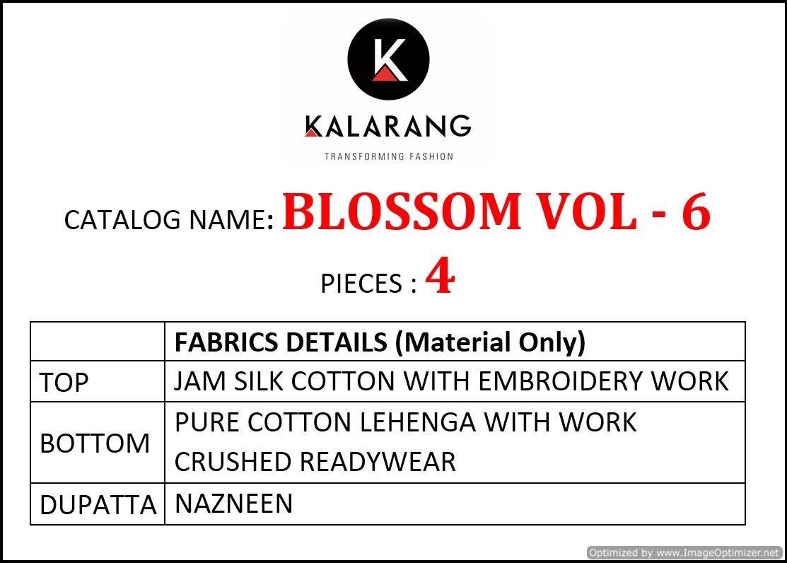 Blossom Vol 6 Kalarang Designer Salwar Suit Catalogue