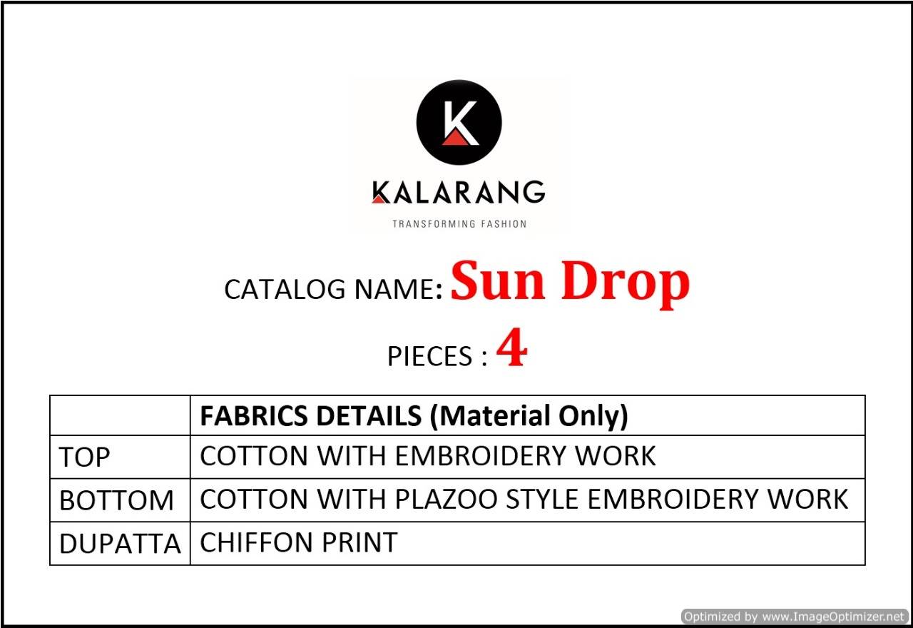 Sun Drop Kalarang Designer Dress Materials Catalogue