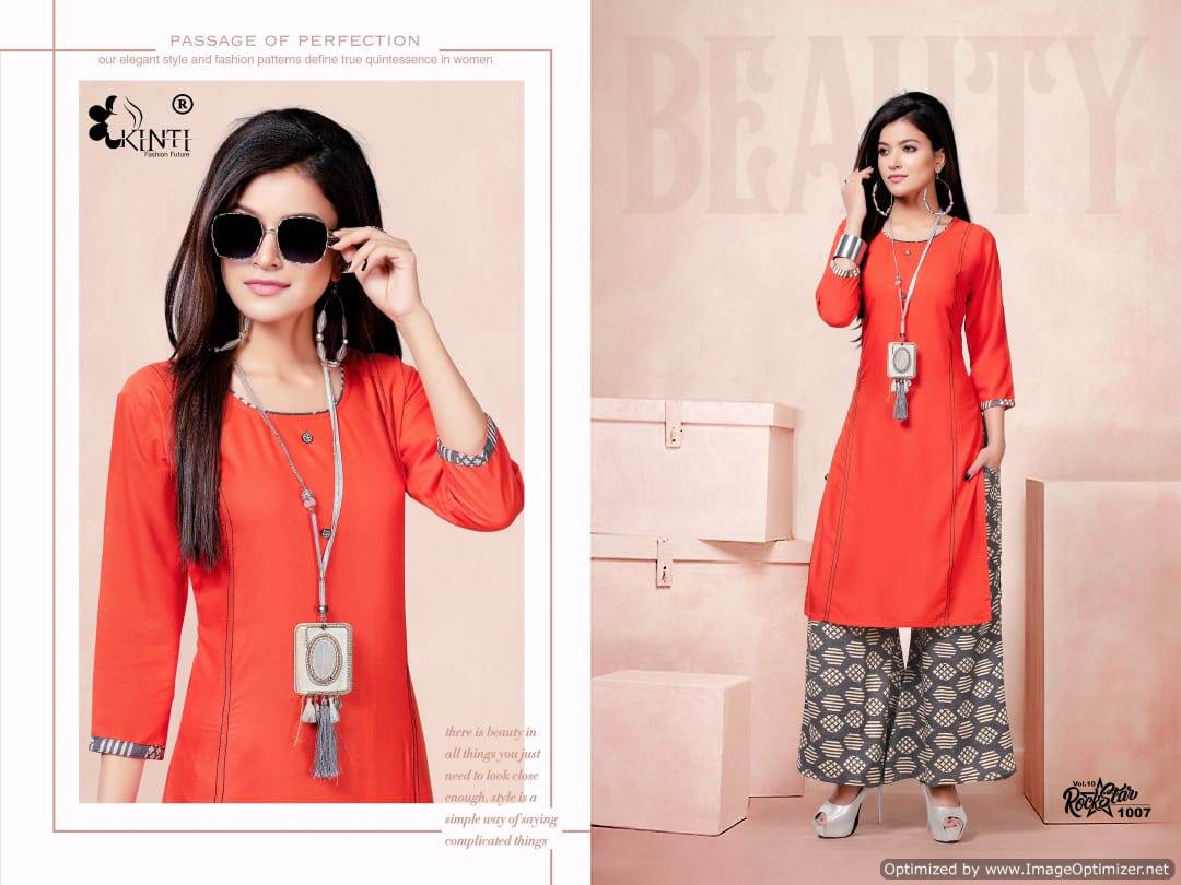 Rock Star Vol 10 By Kinti Fashion Party Wear Kurti With Palazzo Catalogue