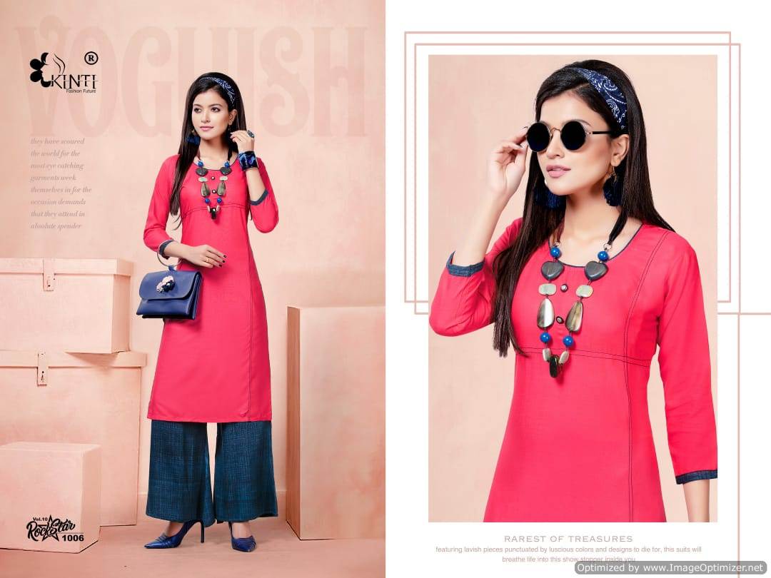 Rock Star Vol 10 By Kinti Fashion Party Wear Kurti With Palazzo Catalogue