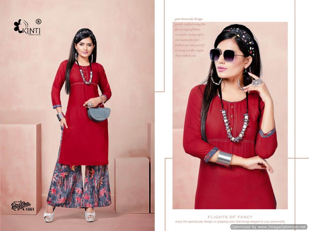 Rock Star Vol 10 By Kinti Fashion Party Wear Kurti With Palazzo Catalogue