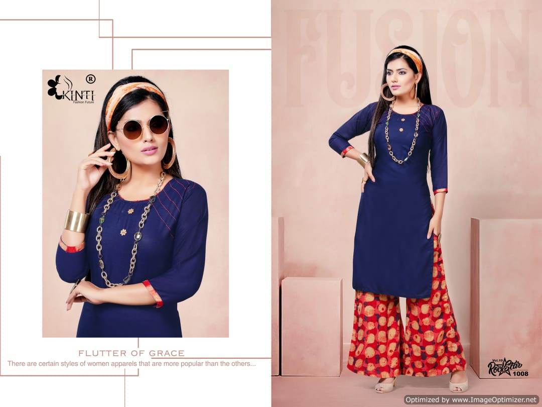 Rock Star Vol 10 By Kinti Fashion Party Wear Kurti With Palazzo Catalogue