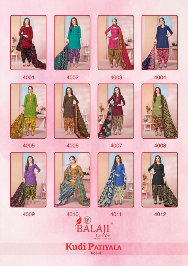 Kudi Patiyala Vol 4 By Balaji Cotton Dress Materials