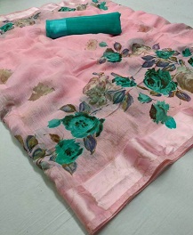 Sarika Lt Fabric Soft Linen Printed Sarees Catalogue