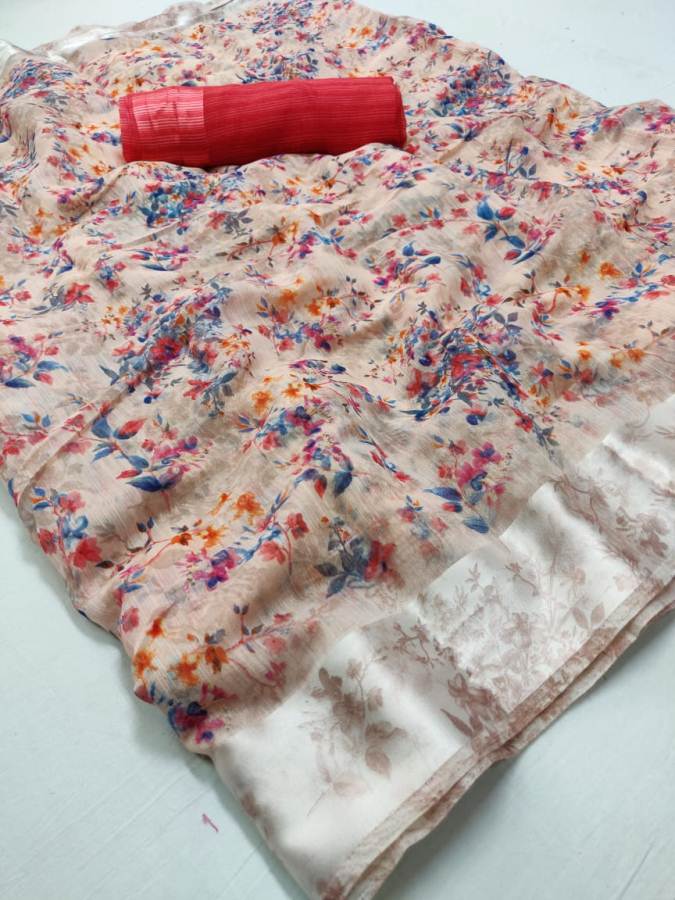 Sarika Lt Fabric Soft Linen Printed Sarees Catalogue
