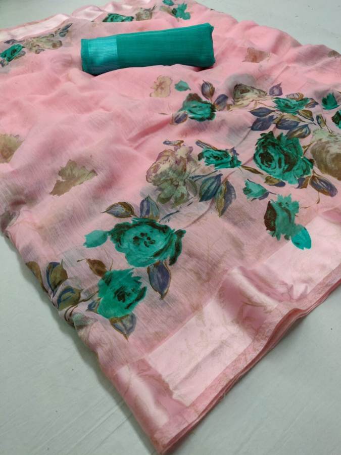 Sarika Lt Fabric Soft Linen Printed Sarees Catalogue