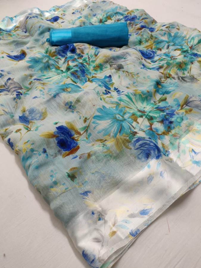 Sarika Lt Fabric Soft Linen Printed Sarees Catalogue