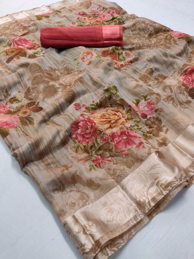 Sarika Lt Fabric Soft Linen Printed Sarees Catalogue