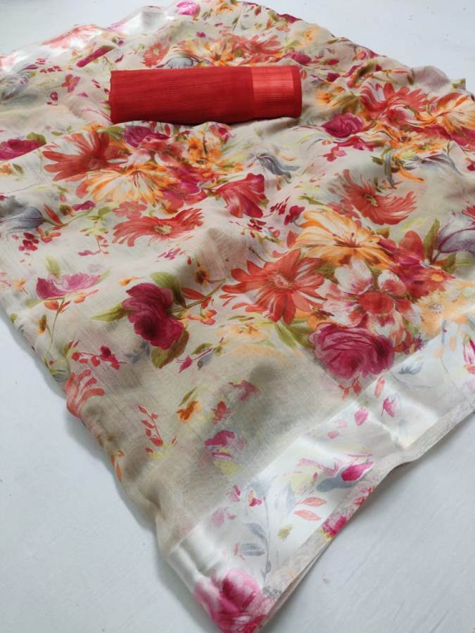 Sarika Lt Fabric Soft Linen Printed Sarees Catalogue