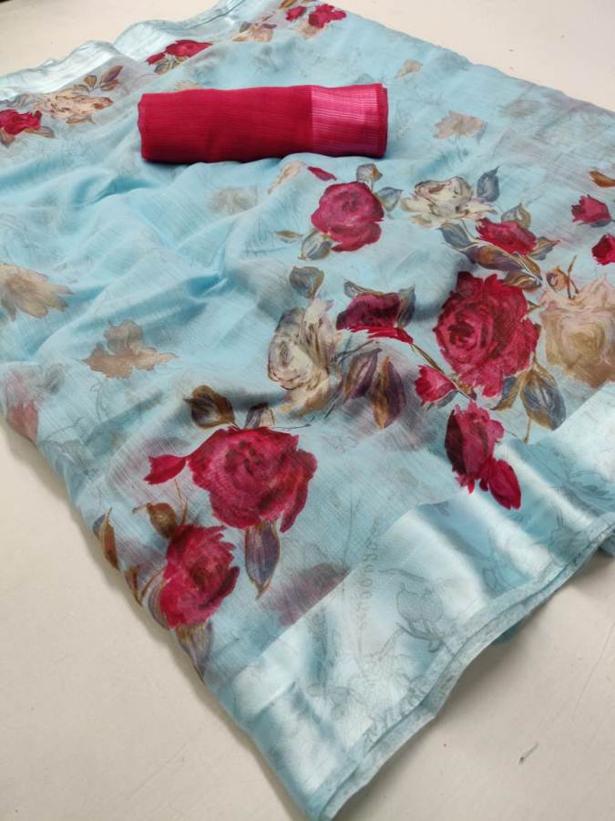Sarika Lt Fabric Soft Linen Printed Sarees Catalogue