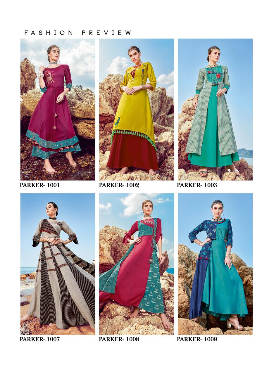 Parker By Kaina Fashion Long Party Wear Kurtis Catalogue