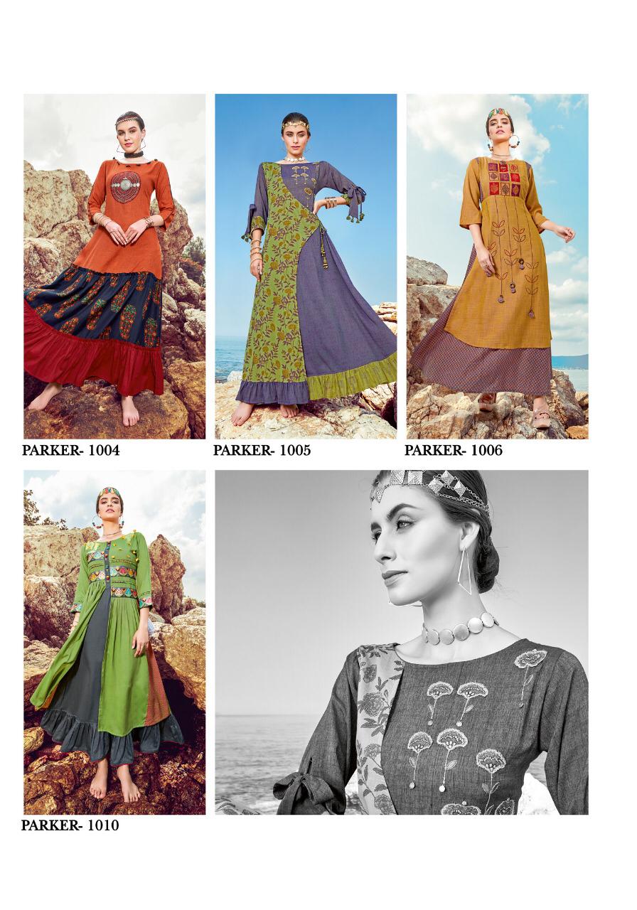 Parker By Kaina Fashion Long Party Wear Kurtis Catalogue