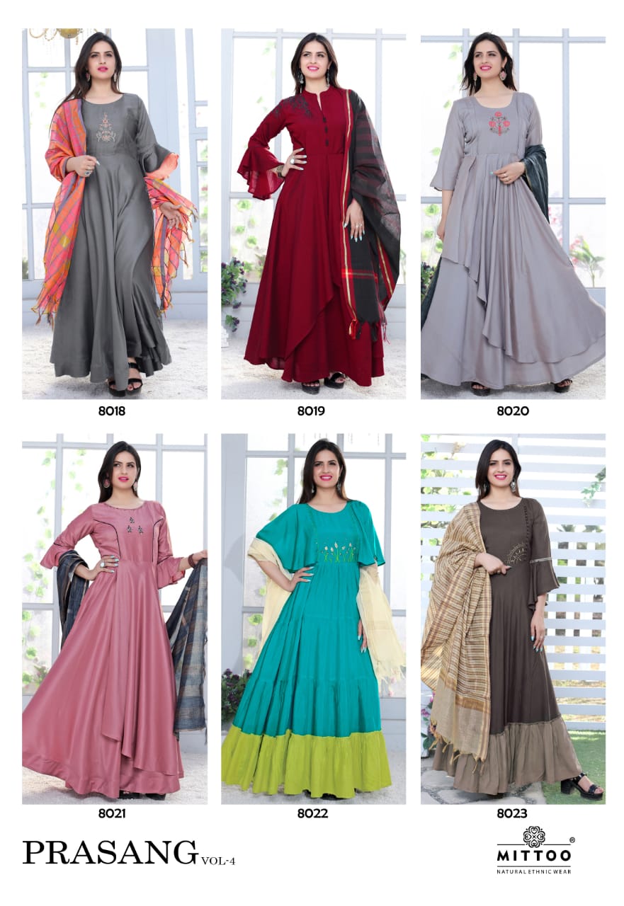 Prasang Vol 4 By Mittoo Fashion Party Wear Long Gown Catalogue