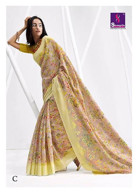 Simaaya Cotton Vol 2 Shangrila Linen Printed Sarees Catalogue
