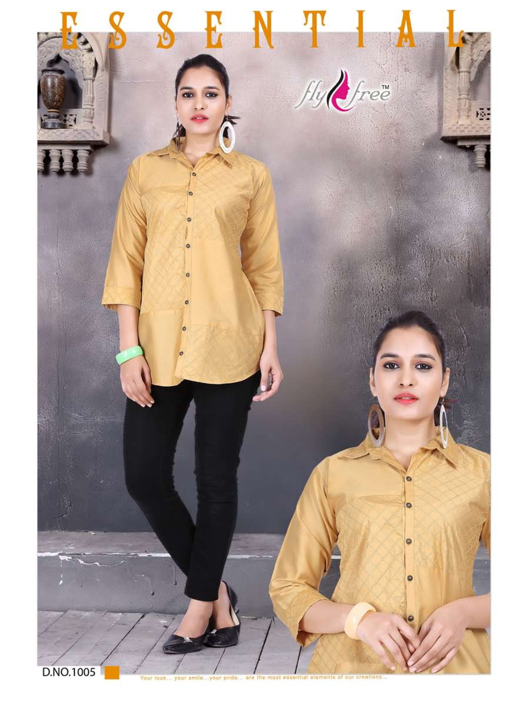 Veronica By Fly Free Embroidery Designer Printed Western Top Catalogue