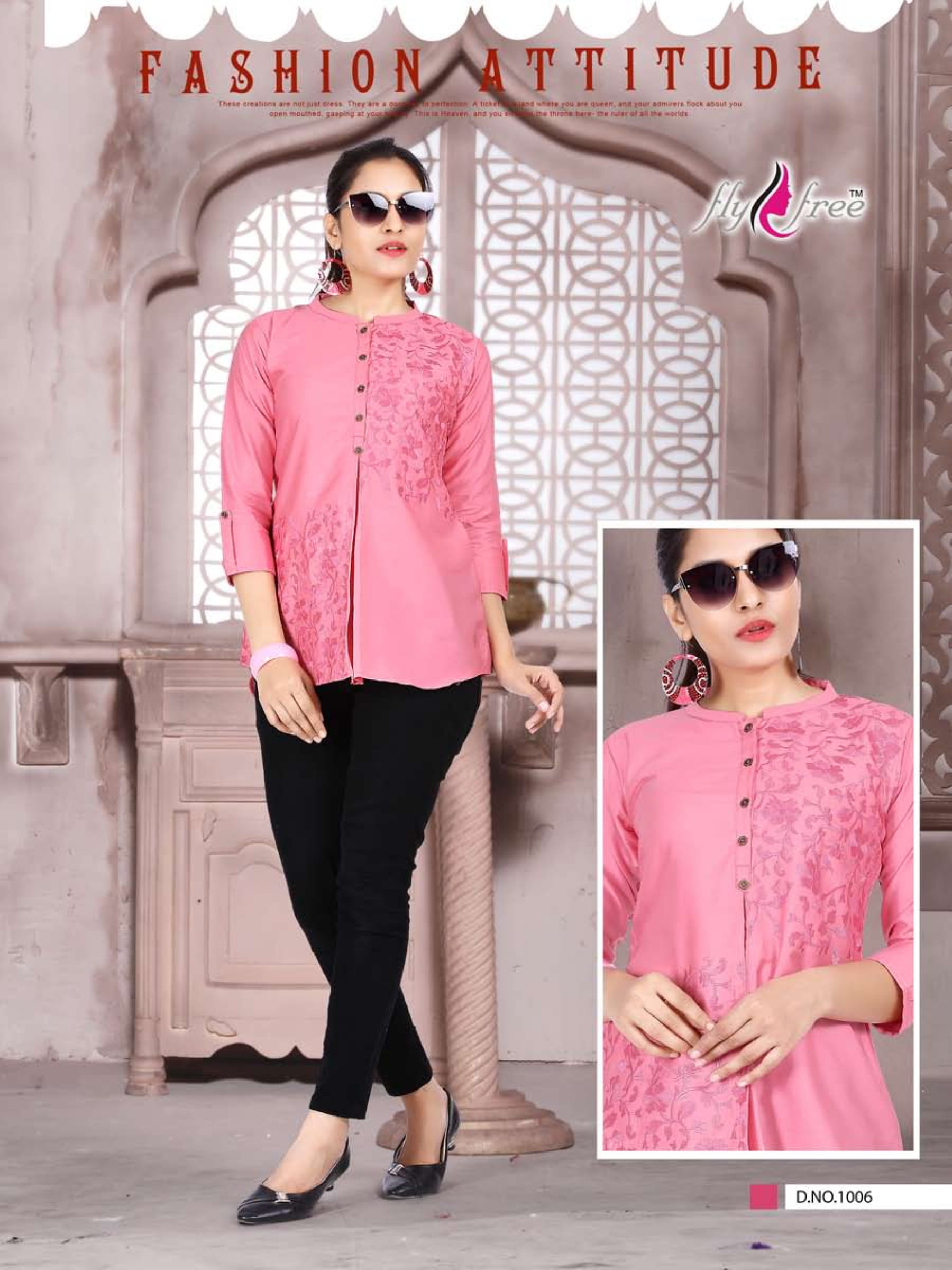 Veronica By Fly Free Embroidery Designer Printed Western Top Catalogue