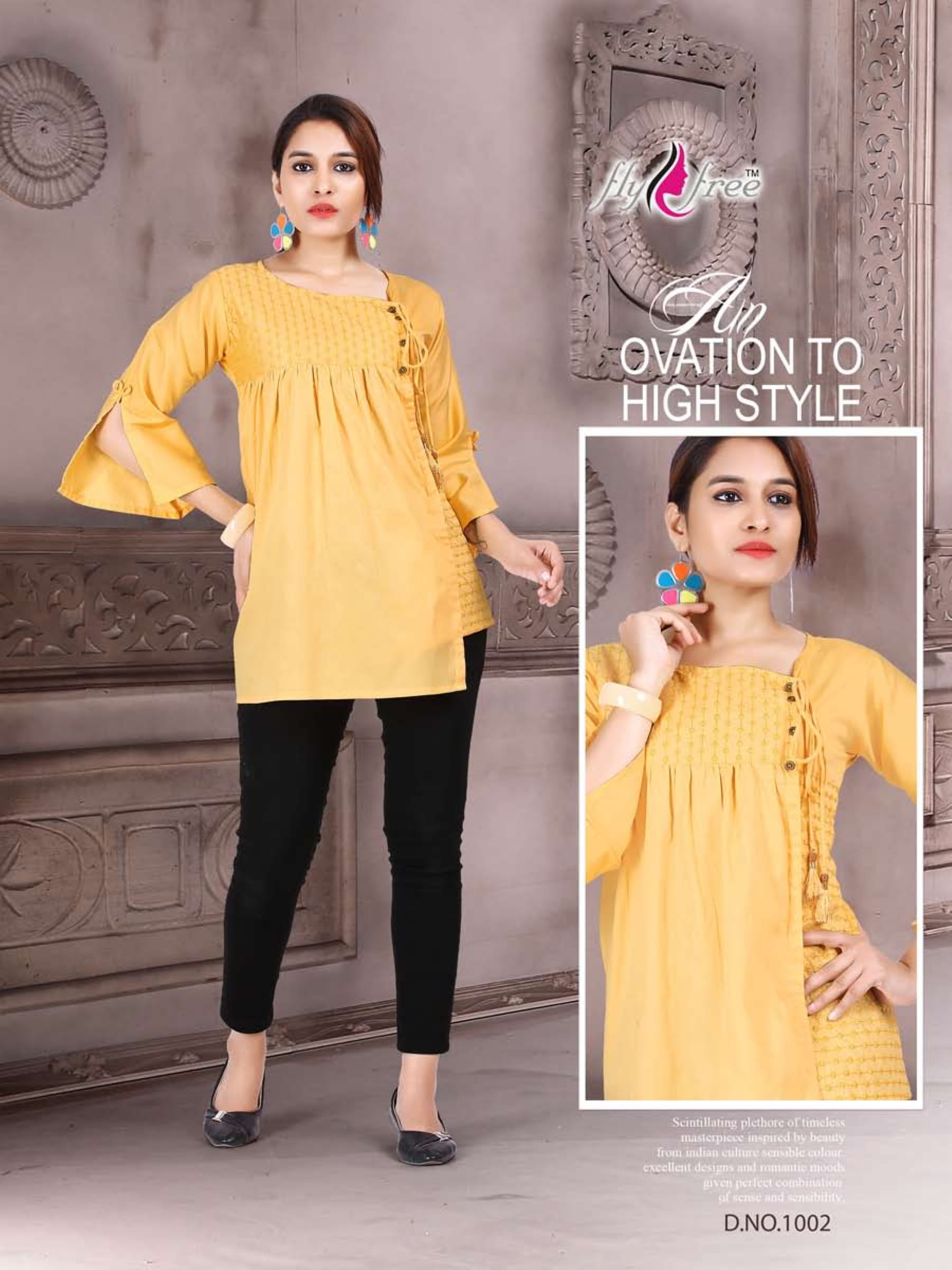 Veronica By Fly Free Embroidery Designer Printed Western Top Catalogue