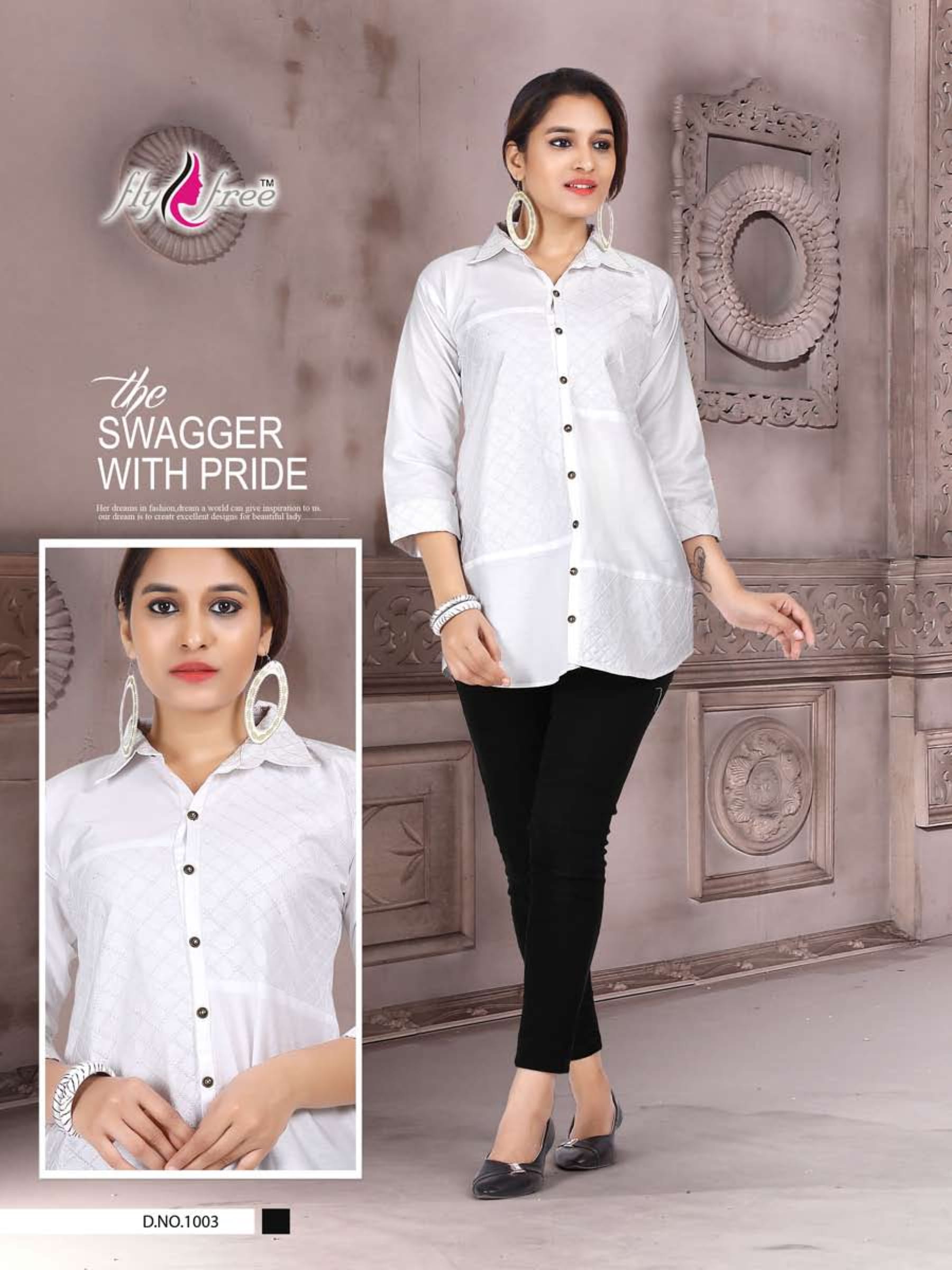 Veronica By Fly Free Embroidery Designer Printed Western Top Catalogue