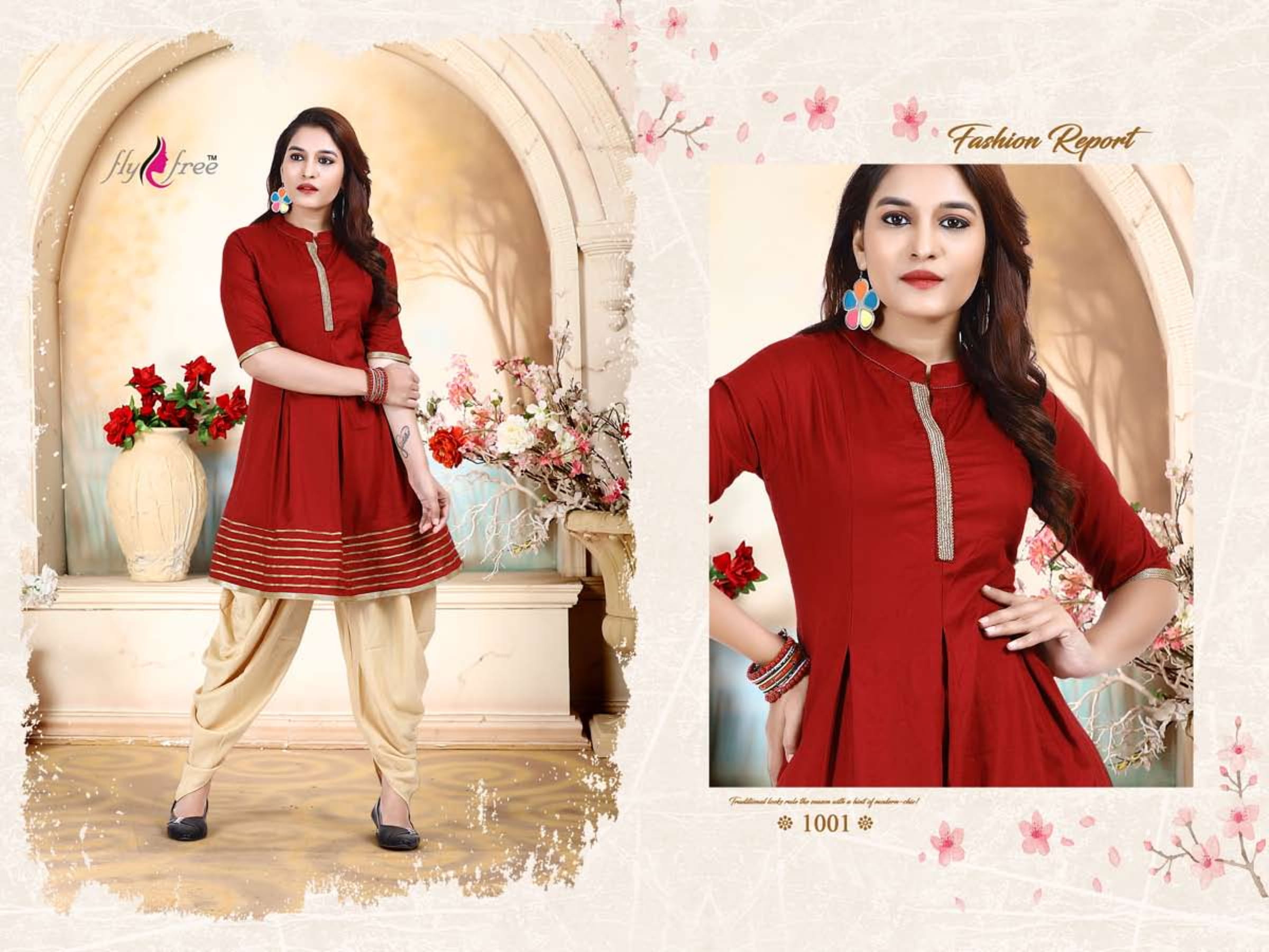 Aneri By Fly Free Designer Kurtis With Dhoti Collection