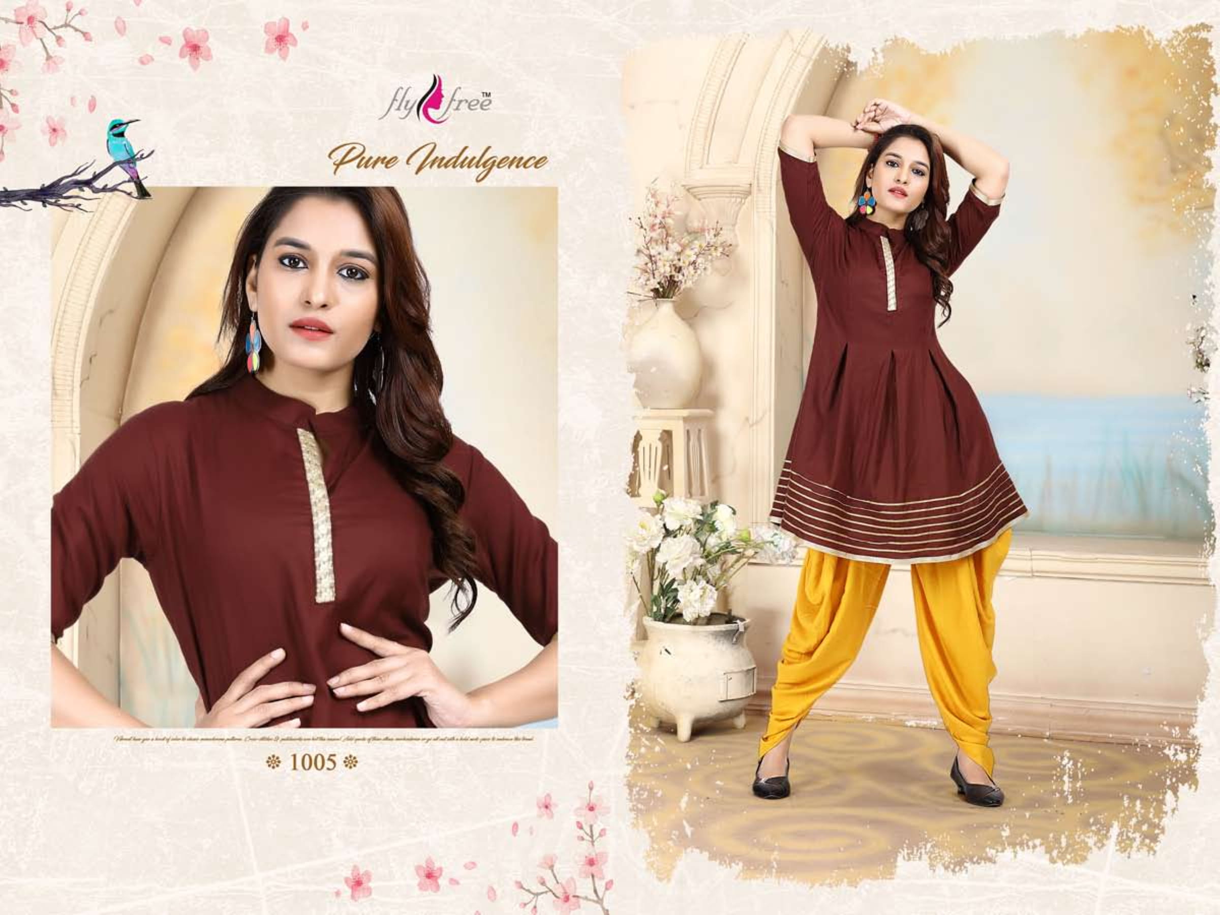 Aneri By Fly Free Designer Kurtis With Dhoti Collection