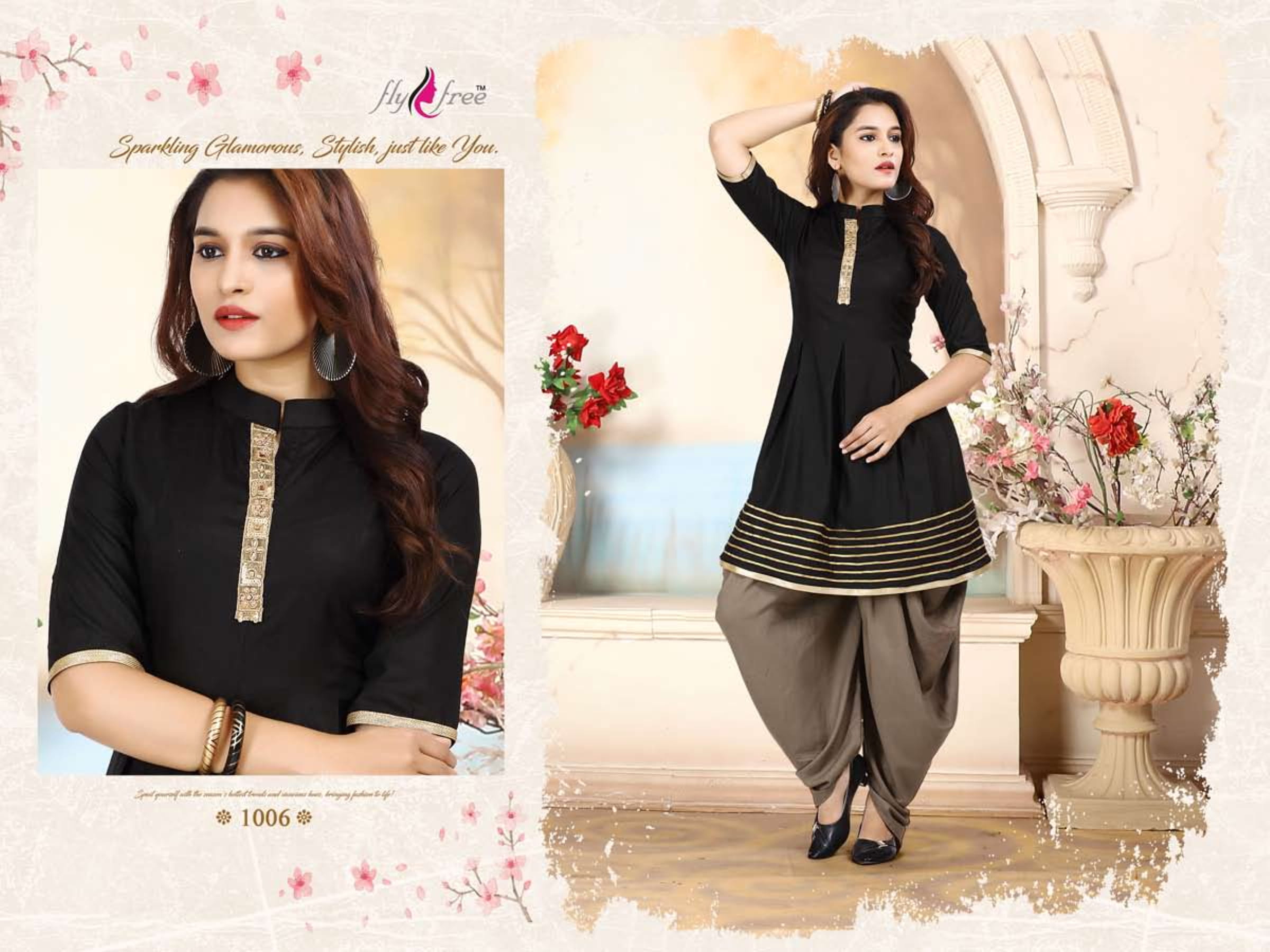 Aneri By Fly Free Designer Kurtis With Dhoti Collection
