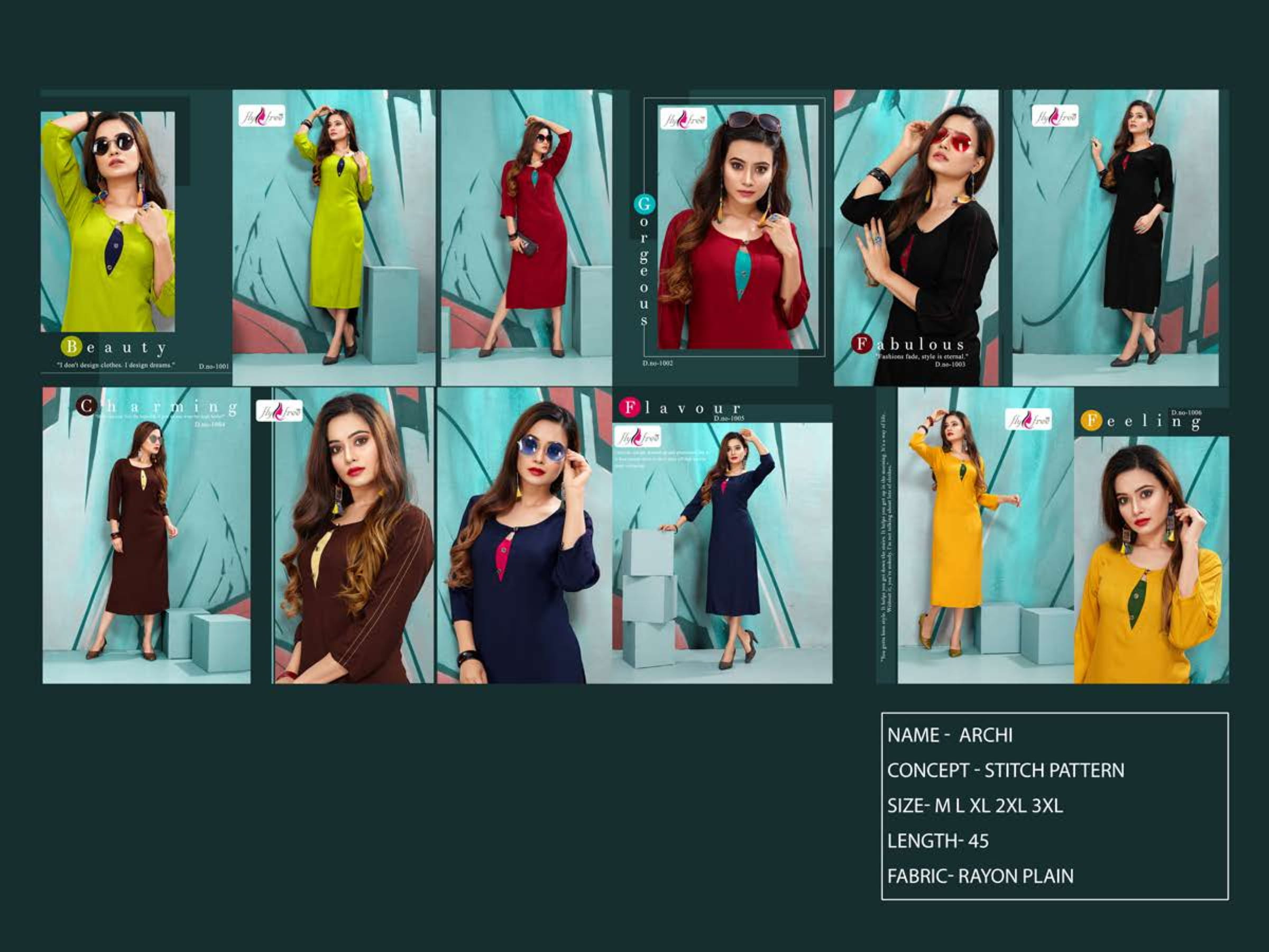 Archi By Fly Free Designer Kurtis Collection