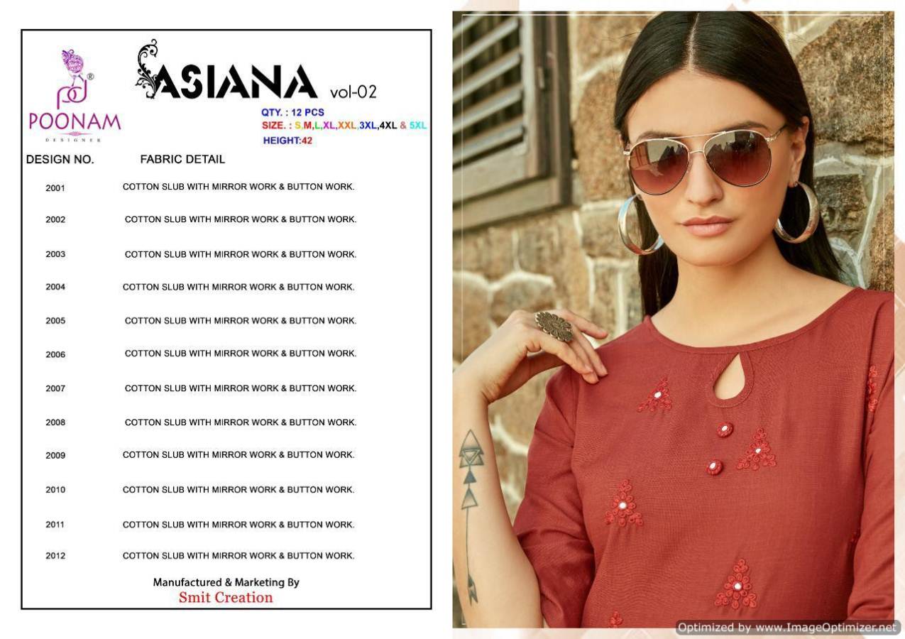 Asiana Vol 2 By Poonam Cotton Casual Wear Kurtis Collection