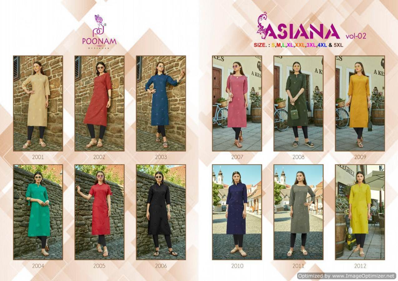 Asiana Vol 2 By Poonam Cotton Casual Wear Kurtis Collection