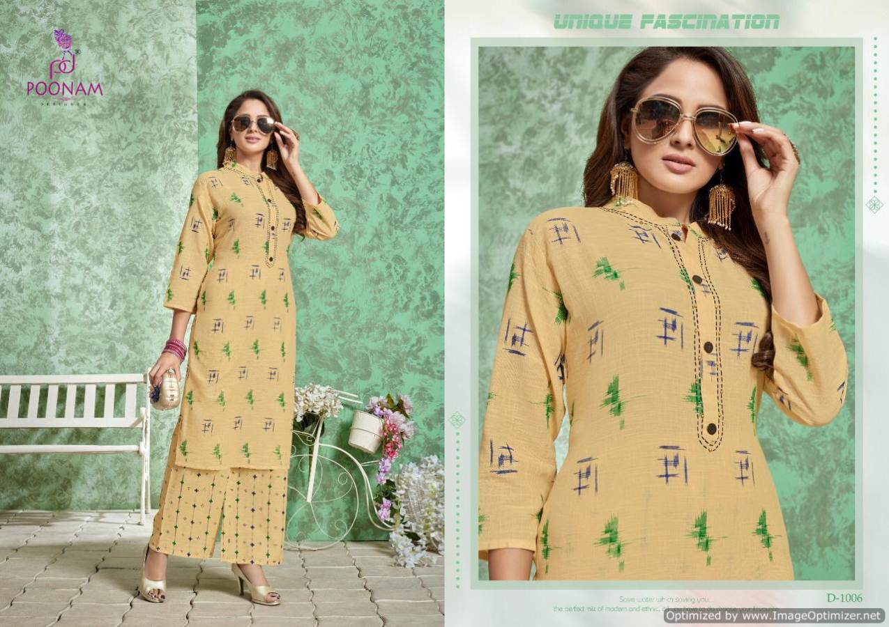 Divya By Poonam Pure Cotton Printed Kurti With Palazoo Collection