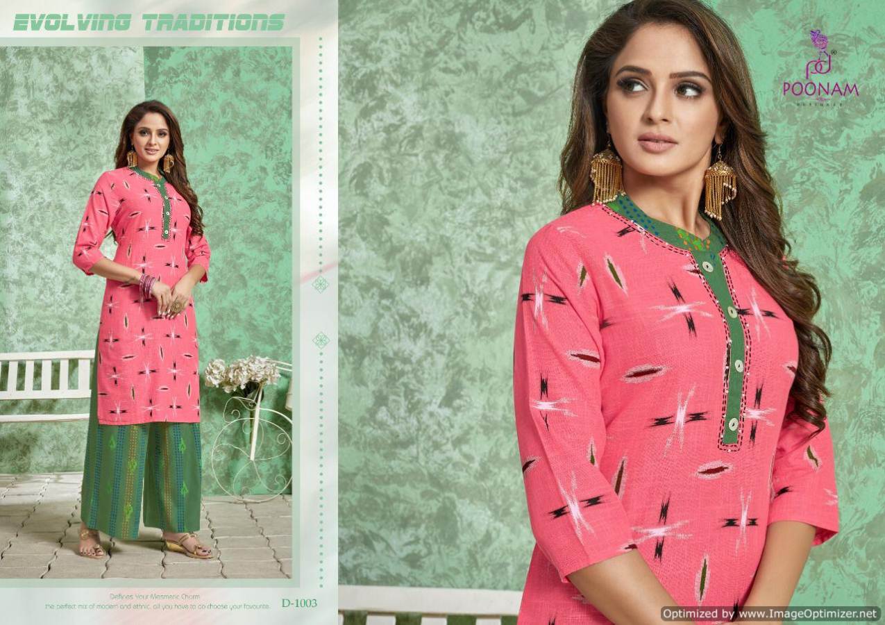 Divya By Poonam Pure Cotton Printed Kurti With Palazoo Collection