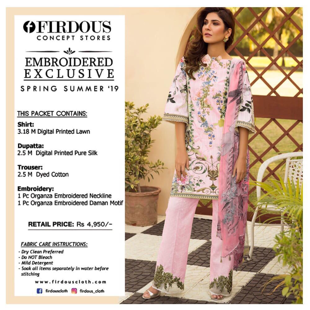 Firdous Embroidered Designer Karachi Dress Material Collection