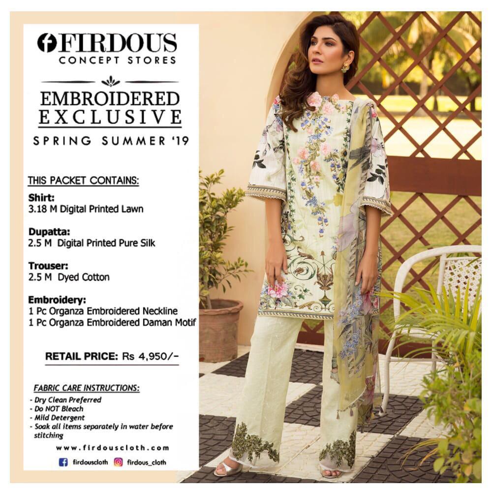 Firdous Embroidered Designer Karachi Dress Material Collection