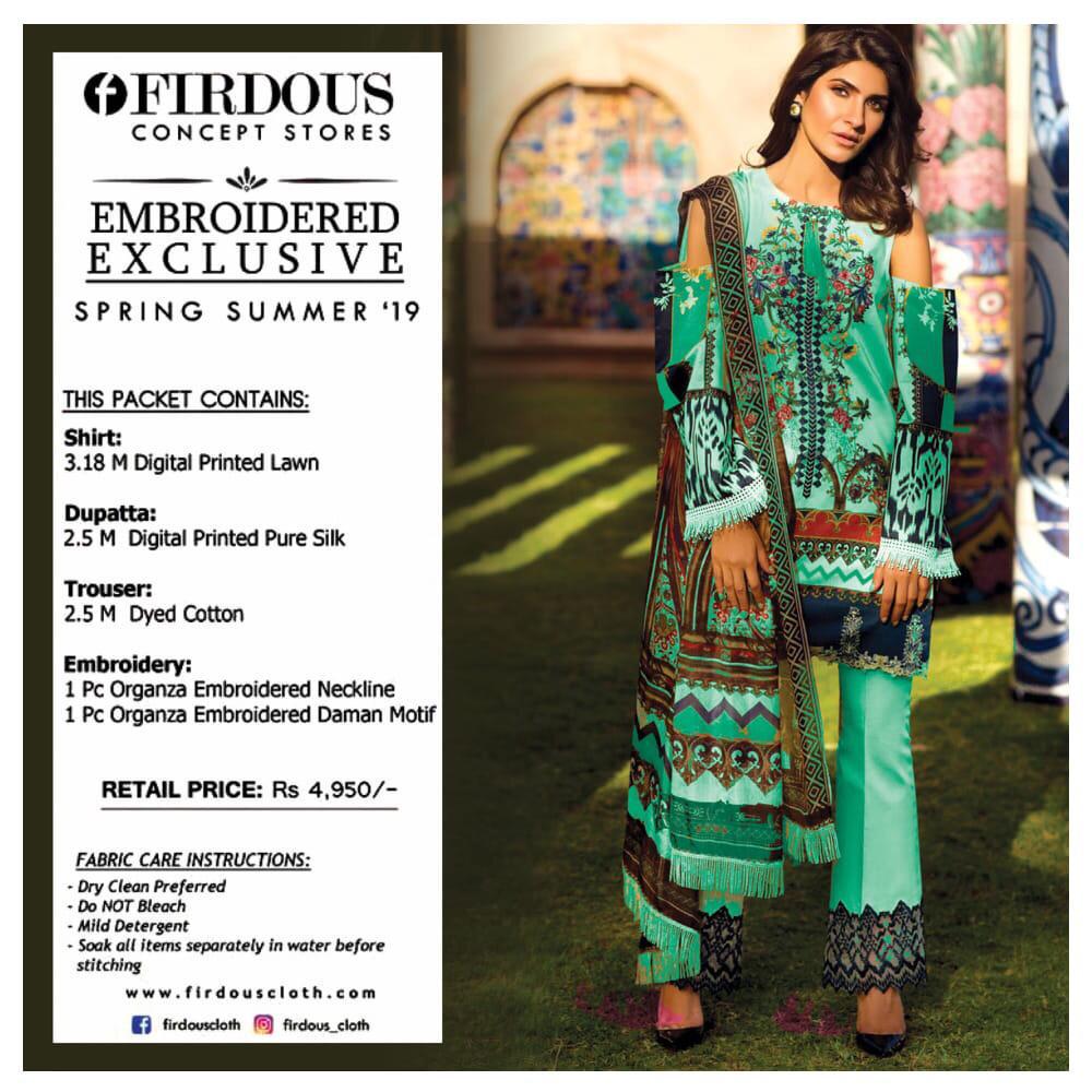 Firdous Embroidered Designer Karachi Dress Material Collection