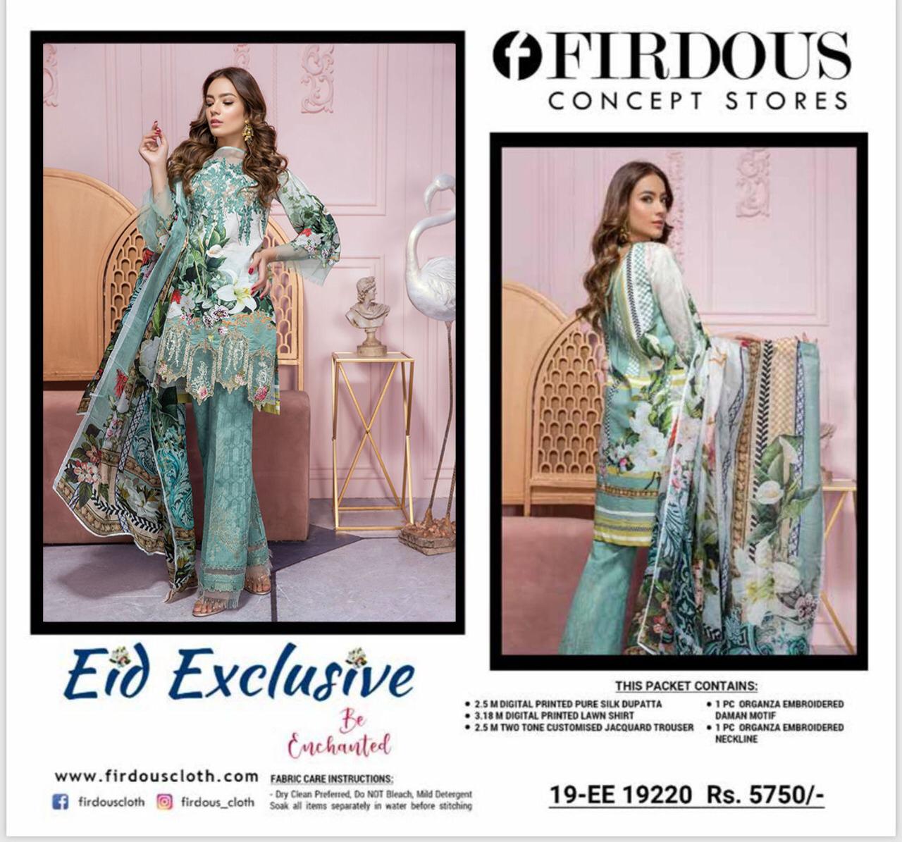 Firdous Embroidered Designer Karachi Dress Material Collection
