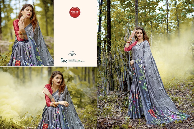 Flowery Vol 2 By Apple Casual Wear With Digital Printed Sarees Collection