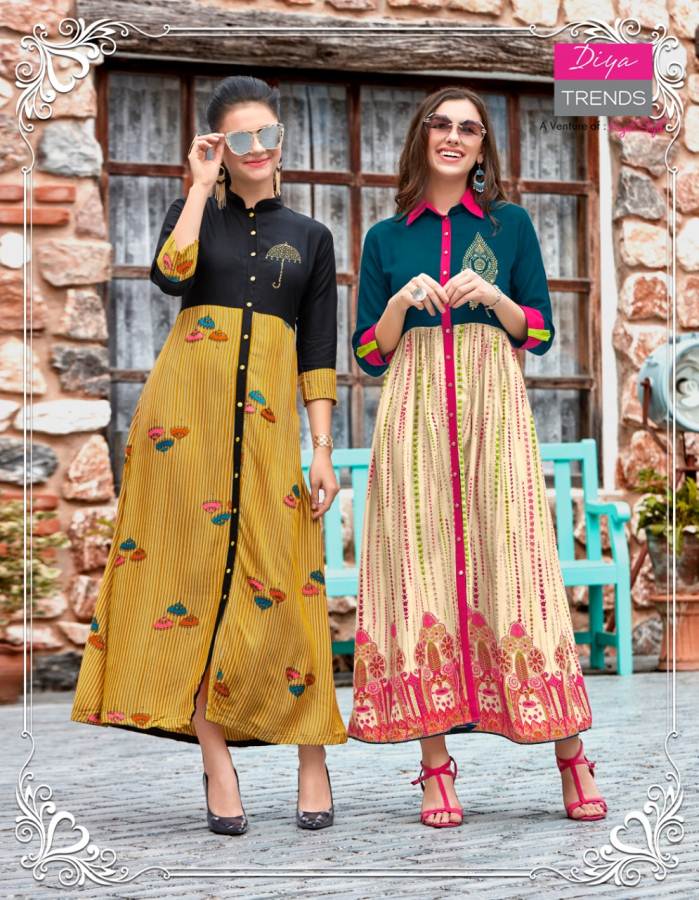 Gallerias Vol 2 By Diya Heavy Rayon Printed Kurtis Catalogue