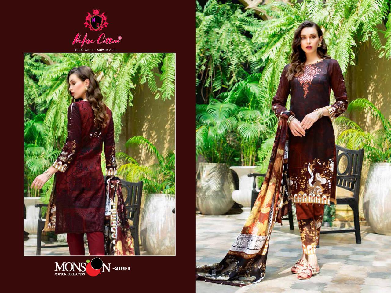 Monsoon Karachi Vol 2 By Nafisa Printed Cotton Dress Material.