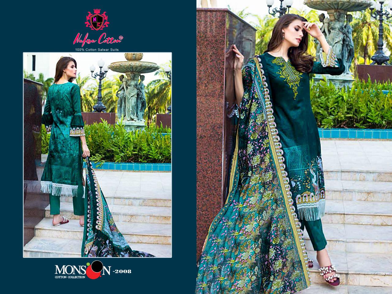 Monsoon Karachi Vol 2 By Nafisa Printed Cotton Dress Material.