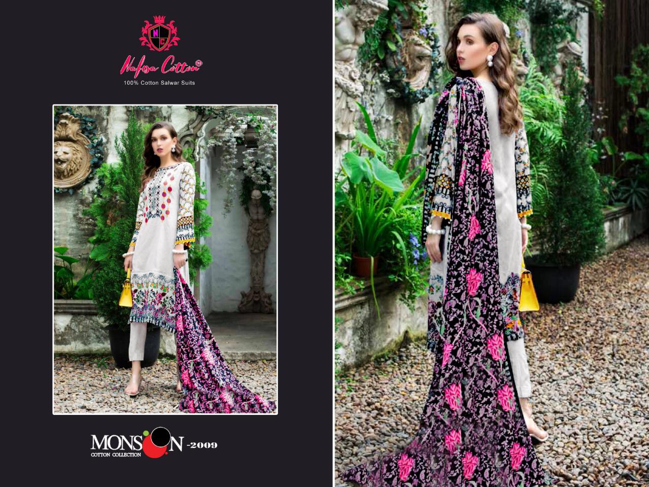 Monsoon Karachi Vol 2 By Nafisa Printed Cotton Dress Material.