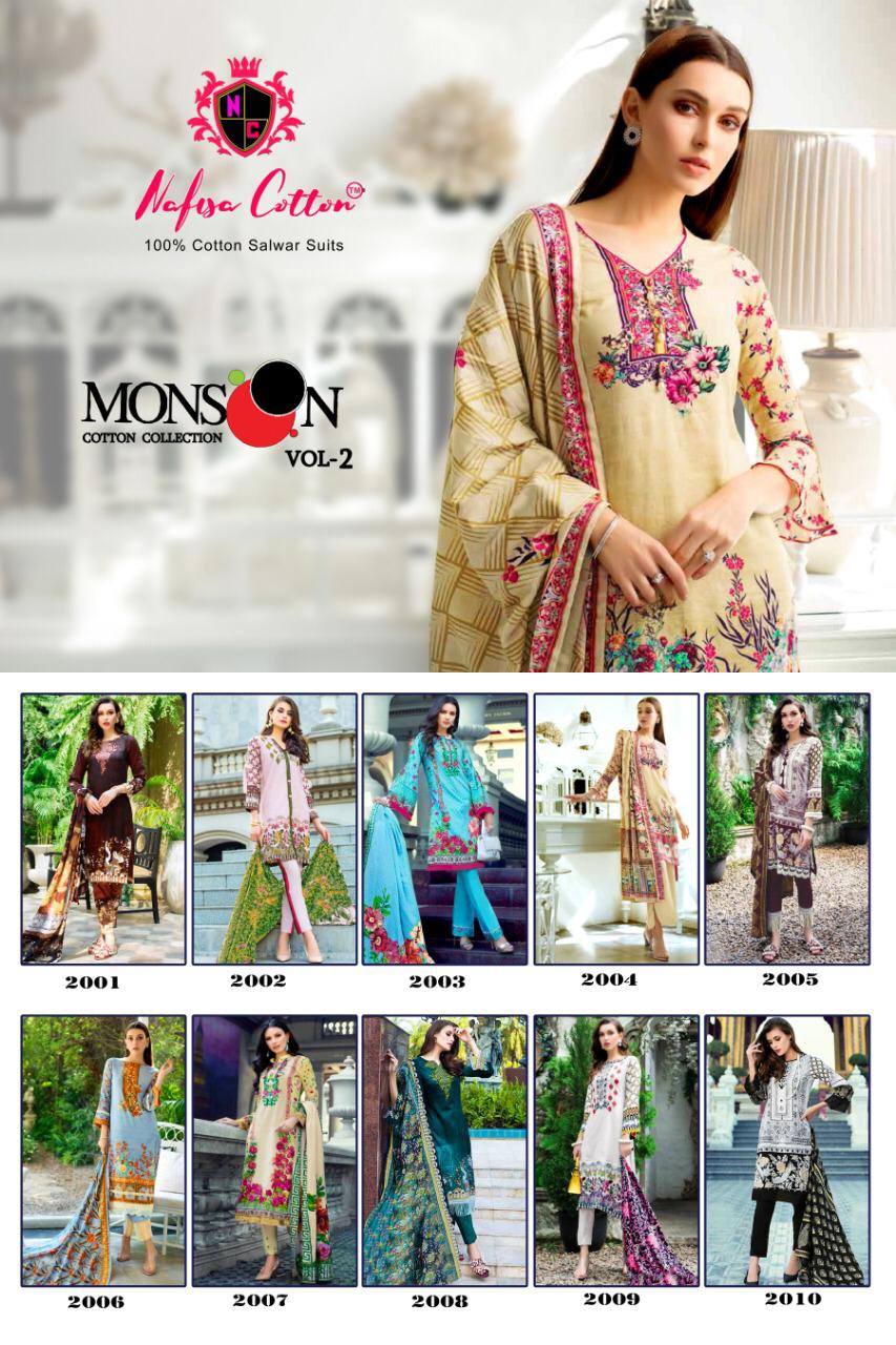 Monsoon Karachi Vol 2 By Nafisa Printed Cotton Dress Material.