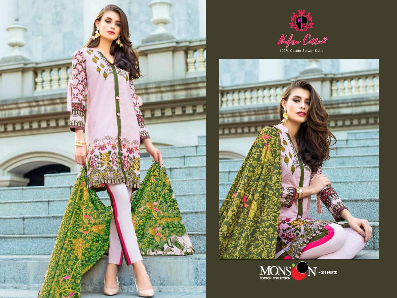 Monsoon Karachi Vol 2 By Nafisa Printed Cotton Dress Material.