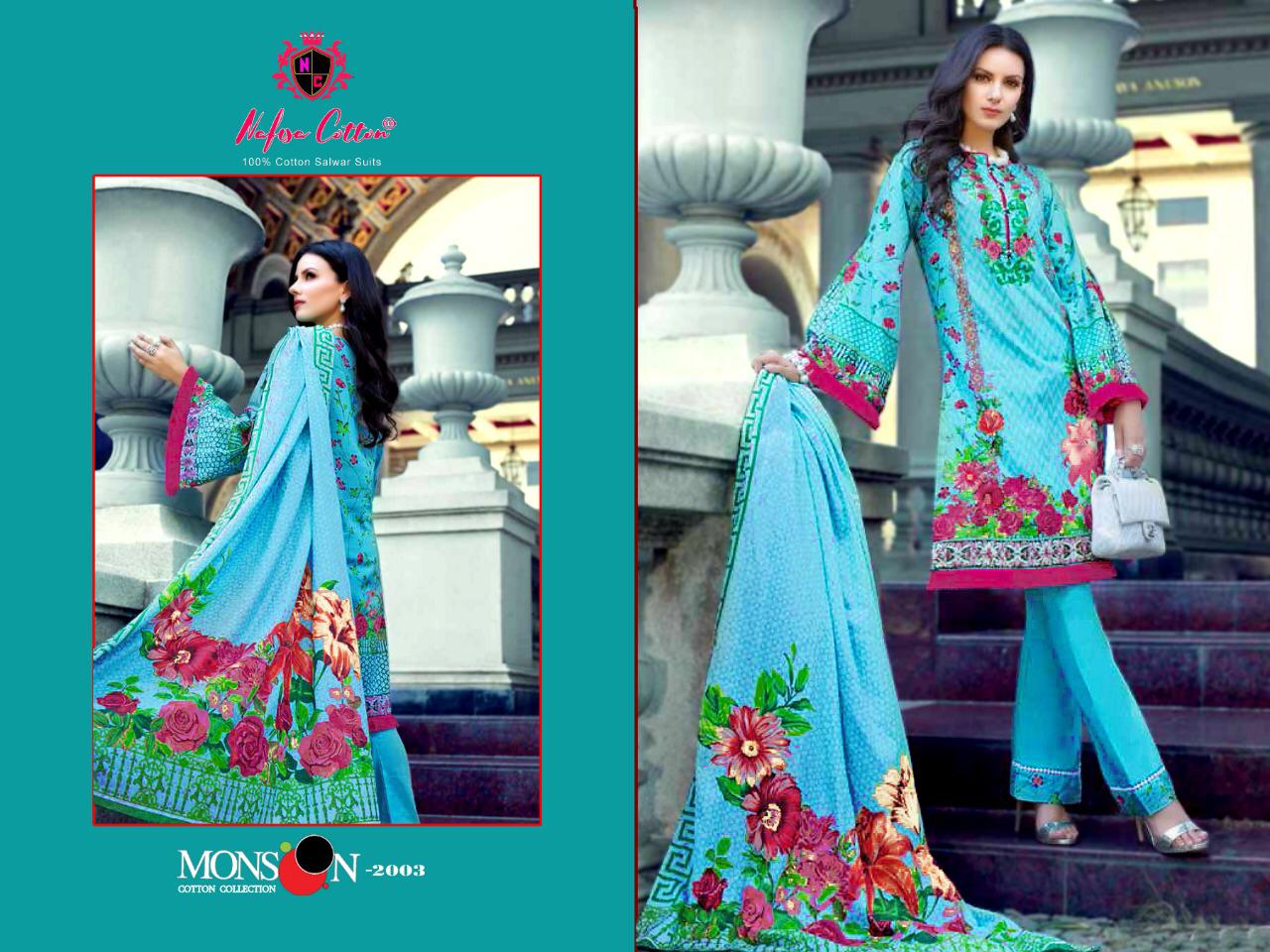 Monsoon Karachi Vol 2 By Nafisa Printed Cotton Dress Material.