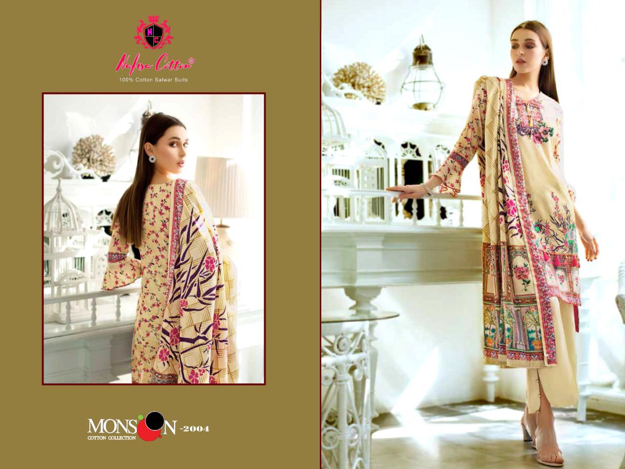 Monsoon Karachi Vol 2 By Nafisa Printed Cotton Dress Material.